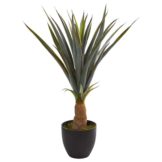 2.5Ft Agave in Black Planter By Nearly Natural in Green | 2.5 ft | Michaels®